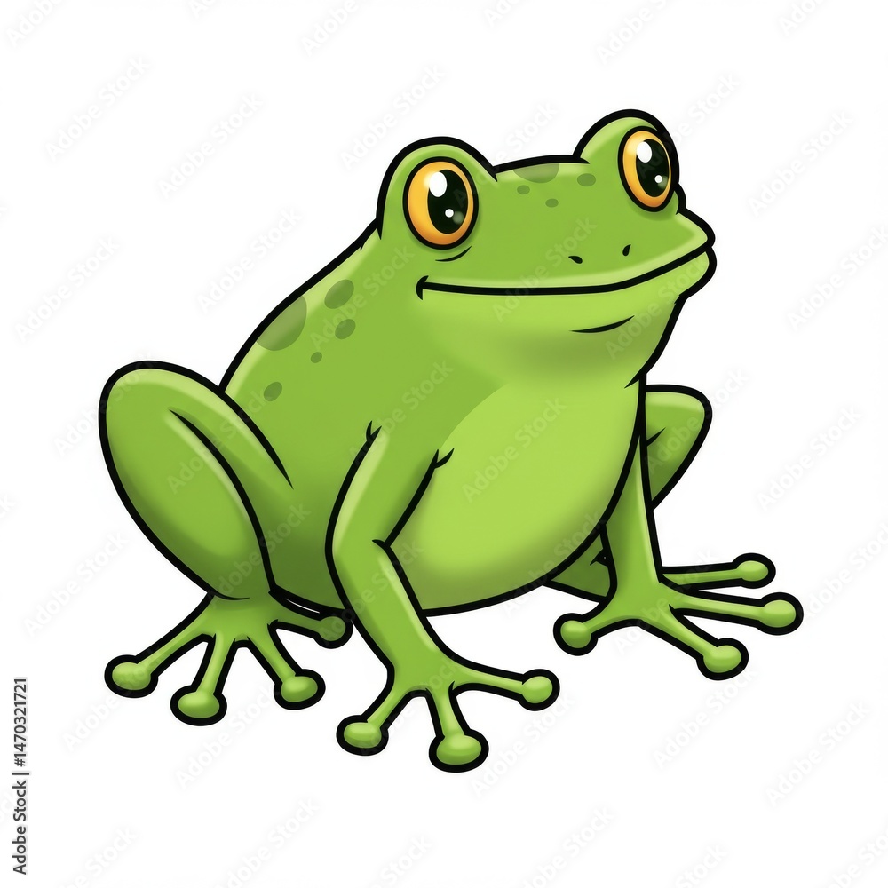 Obraz premium Happy Green Cartoon Frog Illustration