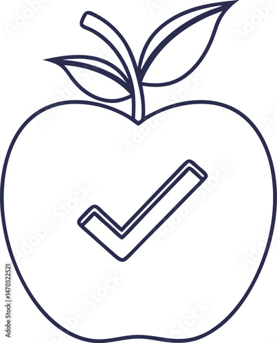 A stylized apple outline shows a check mark inside, all over transparent