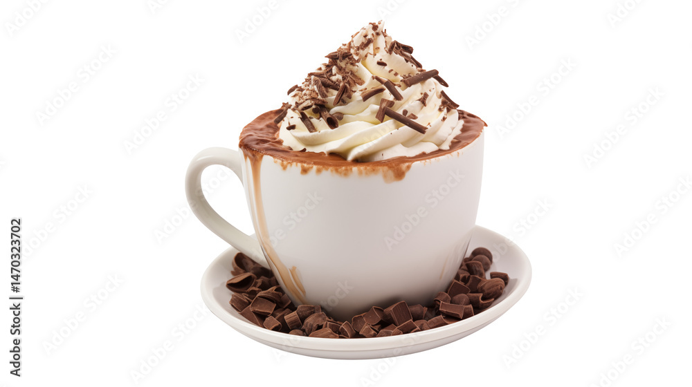 Indulge in a Delicious Hot Chocolate Drink Topped with Whipped Cream and Chocolate Shavings Indulge in a Delicious Hot Chocolate Drink Topped with Whipped Cream and Chocolate Shavings