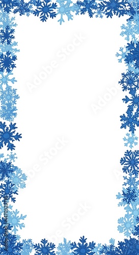 Winter's Embrace: Blue Snowflake Border AI Generated