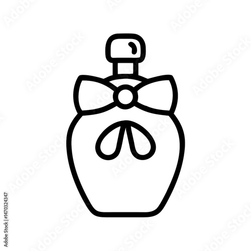 Perfume Bottle with Bow in Line Art. Coloring page. 