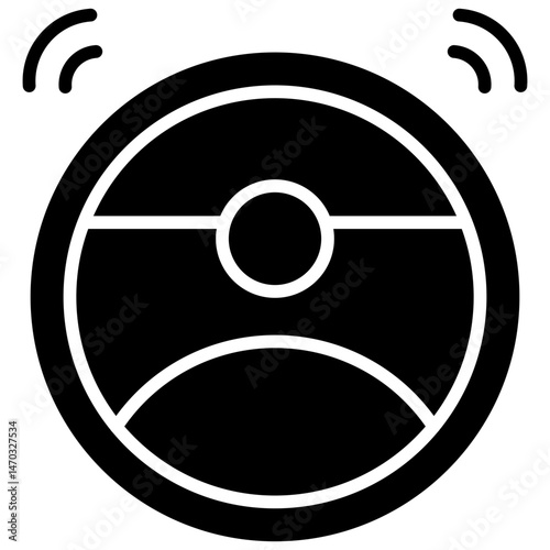 Robotic Vacuum Cleaner Glyph Icon, Robotic Vacuum Cleaner Icon – Smart Home Cleaning Robot, Floor Cleaner Vector