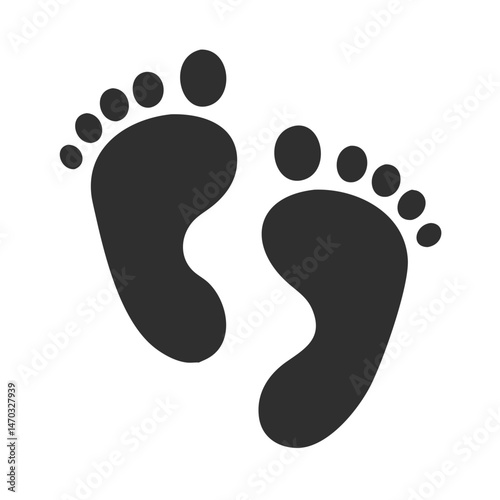 Silhouette of Baby Footprints, vector icon on isolated background