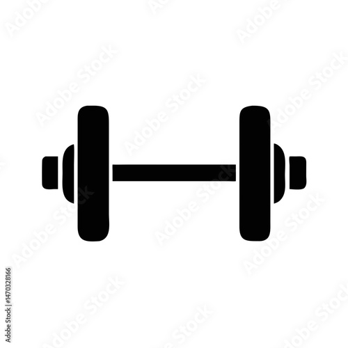 Black silhouette of a dumbbell, vector icon on isolated background