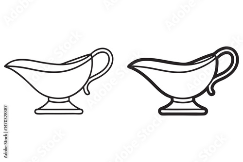 Two gravy boats with simple lines against a clean white background