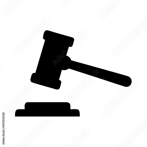 Silhouette of a Judge Gavel Symbolizing Law and Legal Authority , vector icon on isolated background