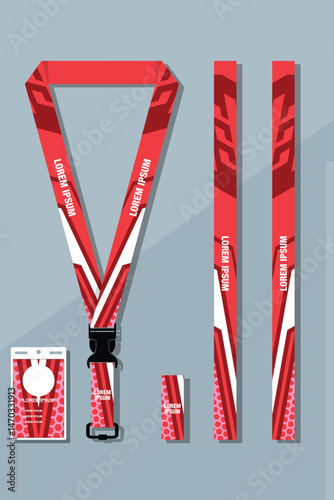 Lanyard red template for events and company id card design EPS 10