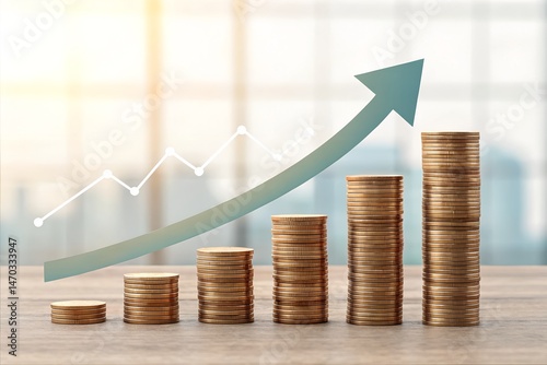 business graph with golden coins