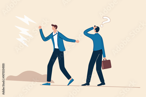 Bad habit blame other, excuse and throw mistake to colleague or team, selfish or offense manager concept, frustrated businessman boss excuse this mistake and pointing to other false.