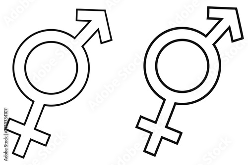 Outlined black gender symbols represent both male and female identities on a white background