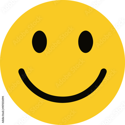 Fotografía Flat Vector Illustration of a Smiley Emoji Face Showing Happiness and Positivity