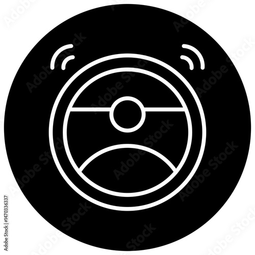 Robotic Vacuum Cleaner Black Circle Icon, Robotic Vacuum Cleaner Icon – Smart Home Cleaning Robot, Floor Cleaner Vector