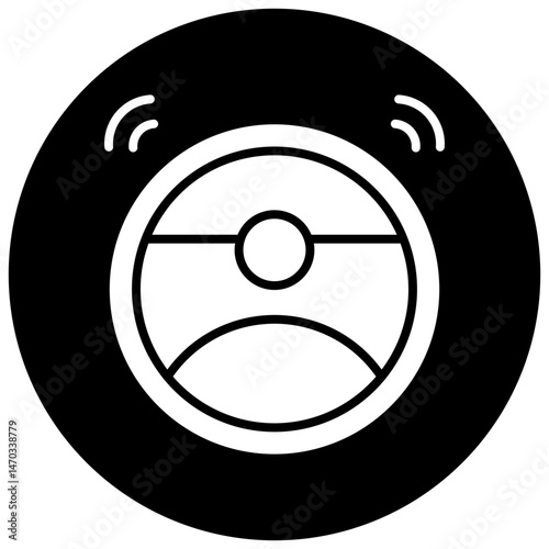 Robotic Vacuum Cleaner Black Circle Icon, Robotic Vacuum Cleaner Icon – Smart Home Cleaning Robot, Floor Cleaner Vector