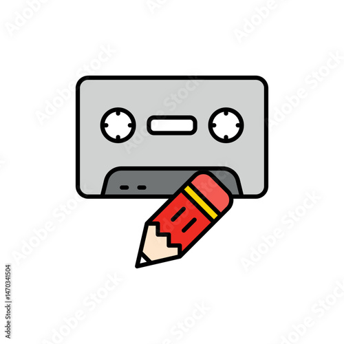 Cassette Tape Icon for 80s Music Nostalgia.