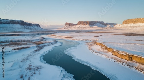 Frozen River Valley at Dawn