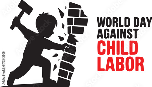 World day against child labour vector illustration for social awareness