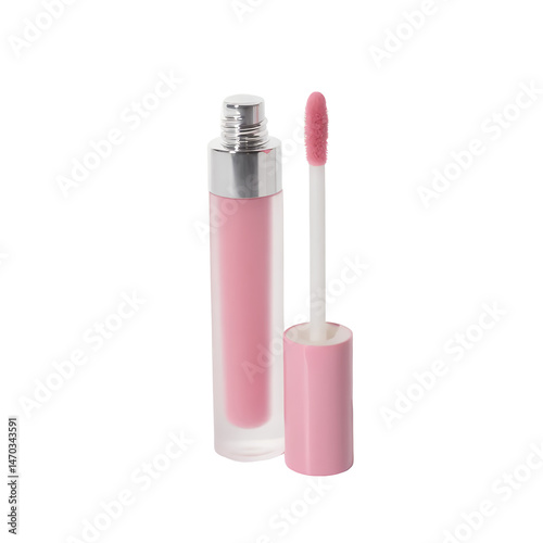 Pink-Lip-Gloss-Tube-with-Applicator-Beauty-Cosmetics-Product-Isolated-on-Black