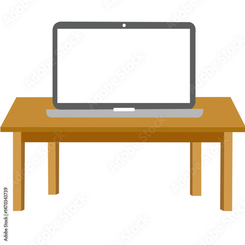 Wooden Table With Laptop