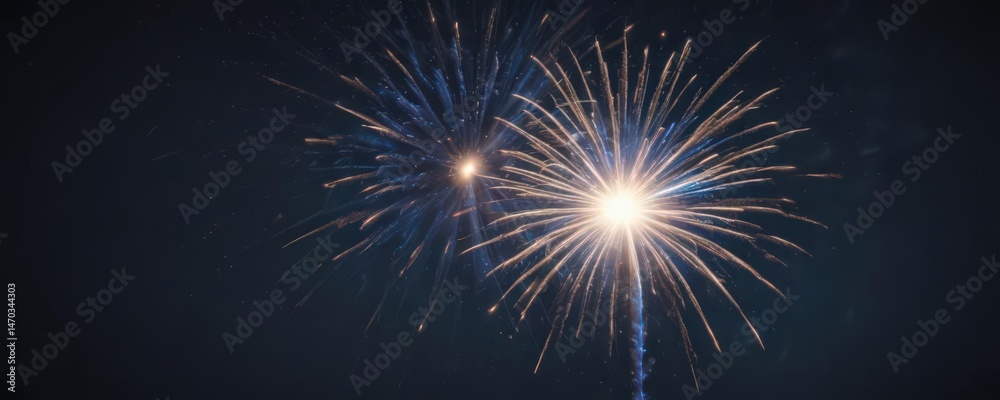 Fototapeta premium Single blue firework exploding, dramatic energy, atmospheric depth , background, texture, boom