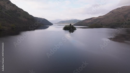 Flying along Loch Lomond, Scotland