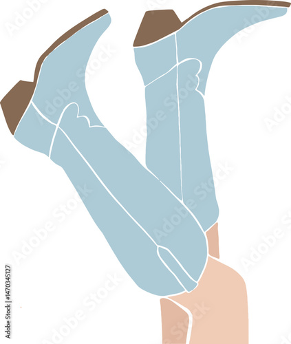 Cowgirl boots, western boots, legs up, blue western boot, 