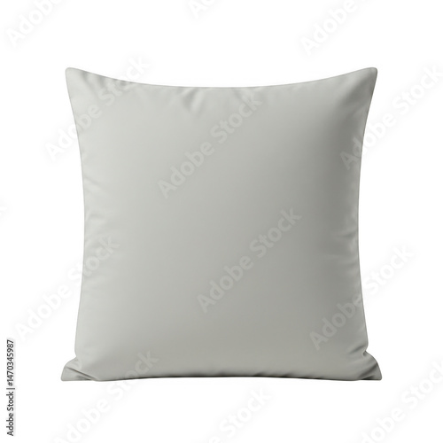 Square pillow in light gray color isolated on transparent background