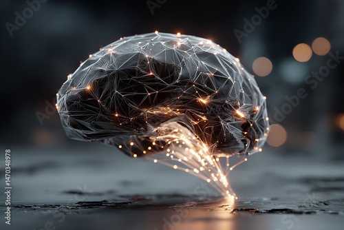 Artificial intelligence and innovation are represented as a 3D AI brain with linked nodes. Generative Ai