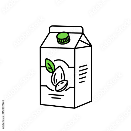 Plant-based milk carton illustration in minimal style  