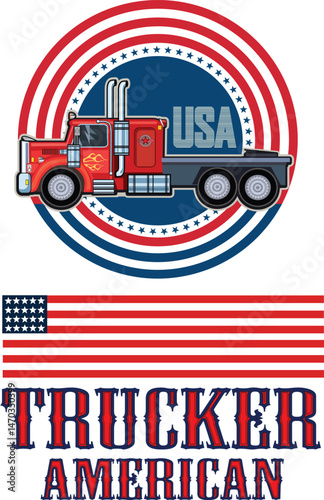 American truckers- American trucker T shirt design