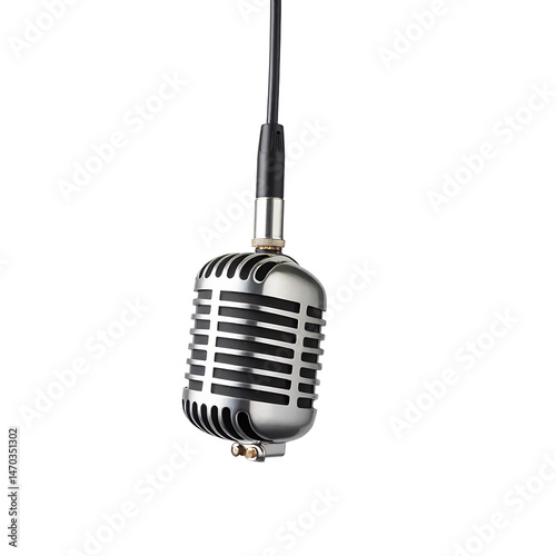 Vintage-microphone-studio-recording-retro-audio-equipment-isolated-transparent-background