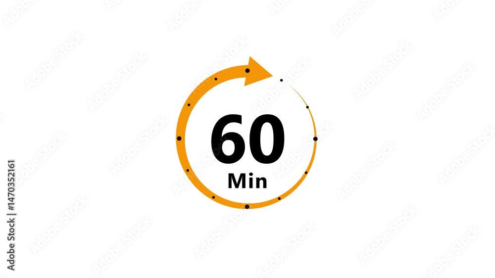 Vidéo Stock 60 minute timer symbol, isolated on transparent white ...