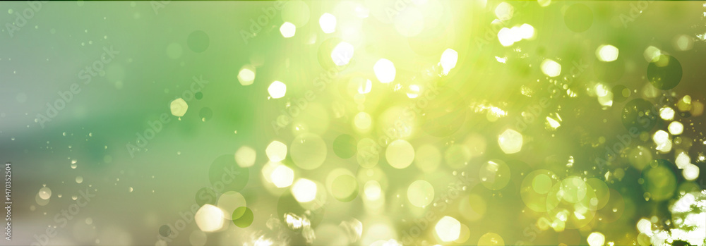 Obraz premium lichter bokeh sonne partikel natur abstrakt kreise grün verlauf hintergrund landschaft frühling sommer modulation unscharf banner