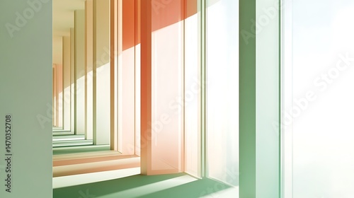 Sunlit Modern Corridor Interior.