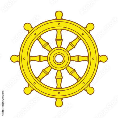 Dharma Chakra Vector ,Eight Spoke Wheel– Vesak Day Buddhist Wheel Symbol Graphic Element