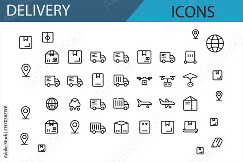 Delivery Service and Global Shipping Icons Set