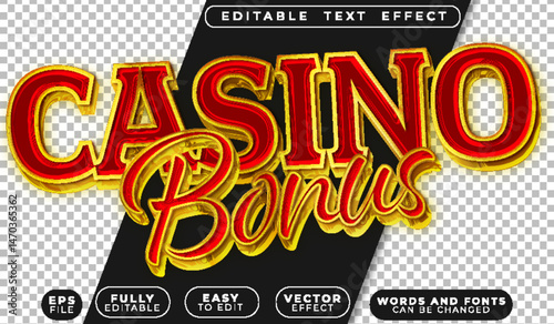  Casino Bonus Slot Gambling Jackpot Red Gold Fully Editable Vector Text File