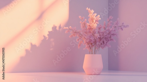 Pink flowers with sunlit corner.