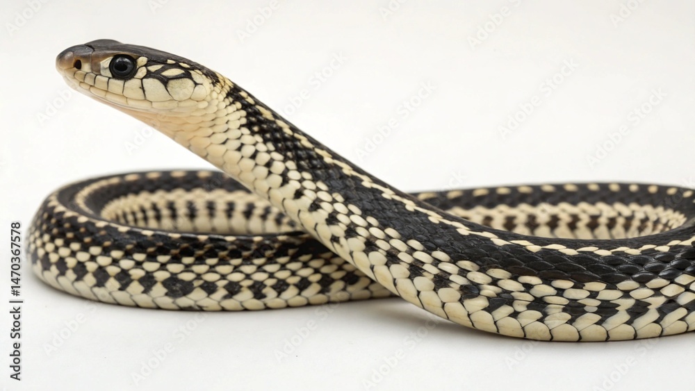 Obraz premium Checkered Garter Snake on studio background 