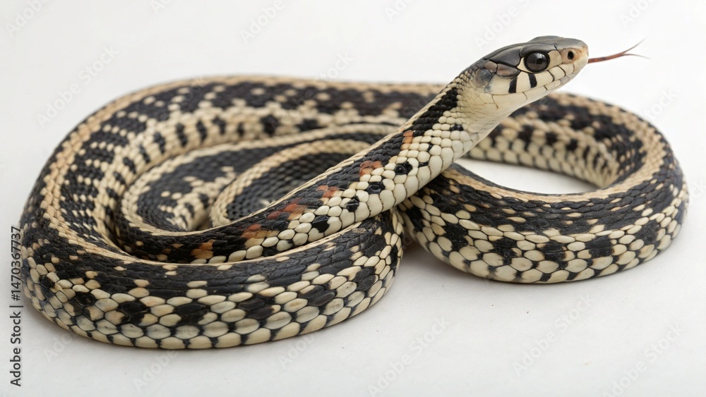 Fototapeta premium Checkered Garter Snake on studio background