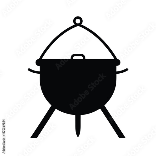 camp cooking pot black silhouette