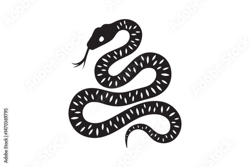 Snake Silhouette Vector Serpent Clipart Coil Design for Tattoo and Art