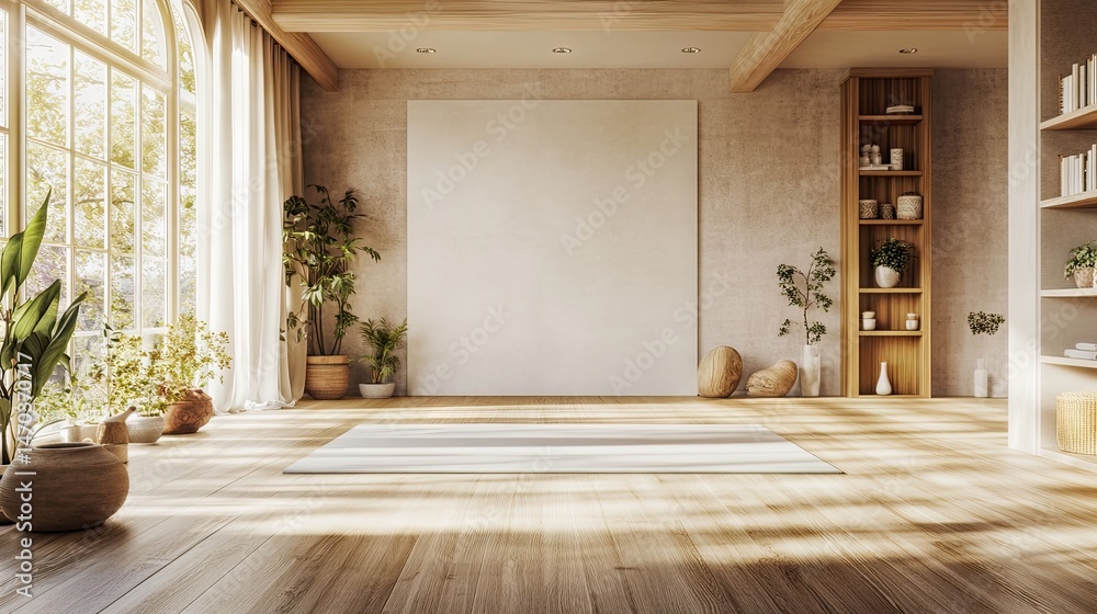 Obraz premium Empty room with wooden floor and minimalist decor.