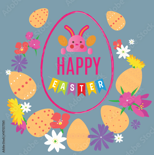 "Happy Easter" celebrates resurrection and renewal with joyful traditions like egg decorating, church services, and family feasts, symbolizing hope, new beginnings, and springtime blessings.