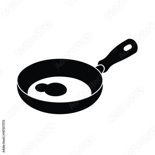 frying pan with eggs black silhouette