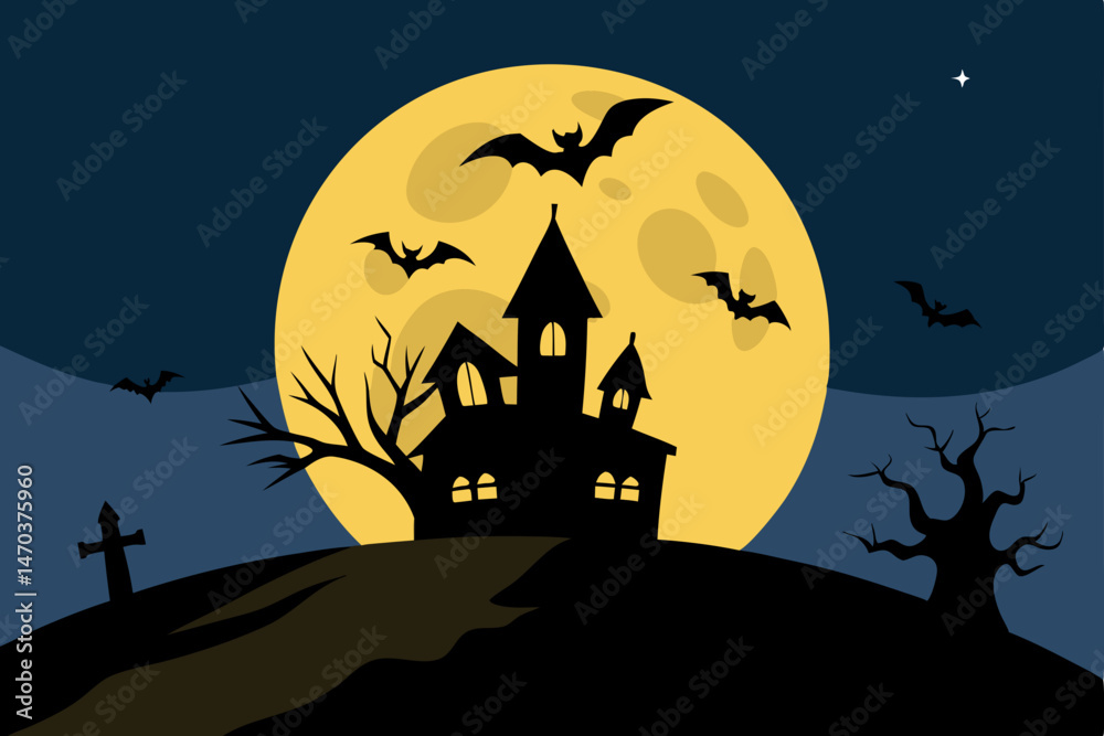 Fototapeta premium halloween background with haunted house