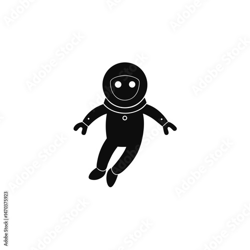 space explorer in zero gravity black silhouette