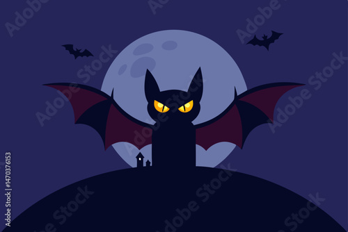 halloween background with bats and moon