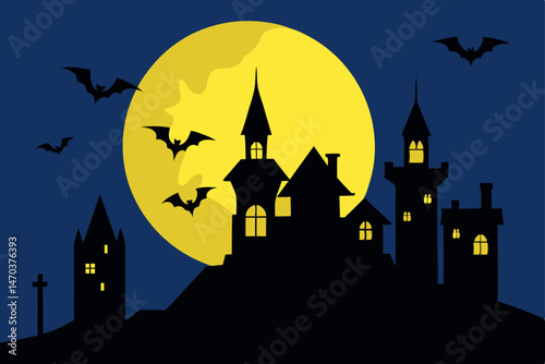 halloween background with castle