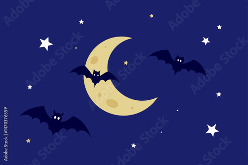 halloween background with bats and moon