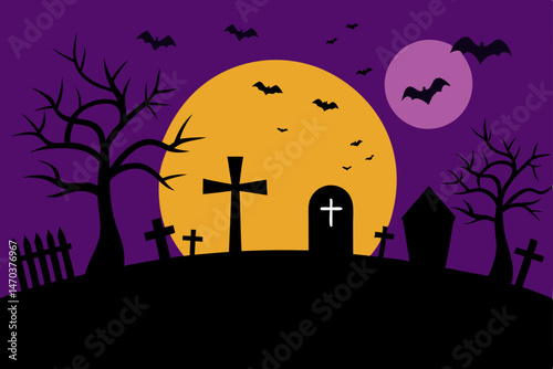 haunted house with bats